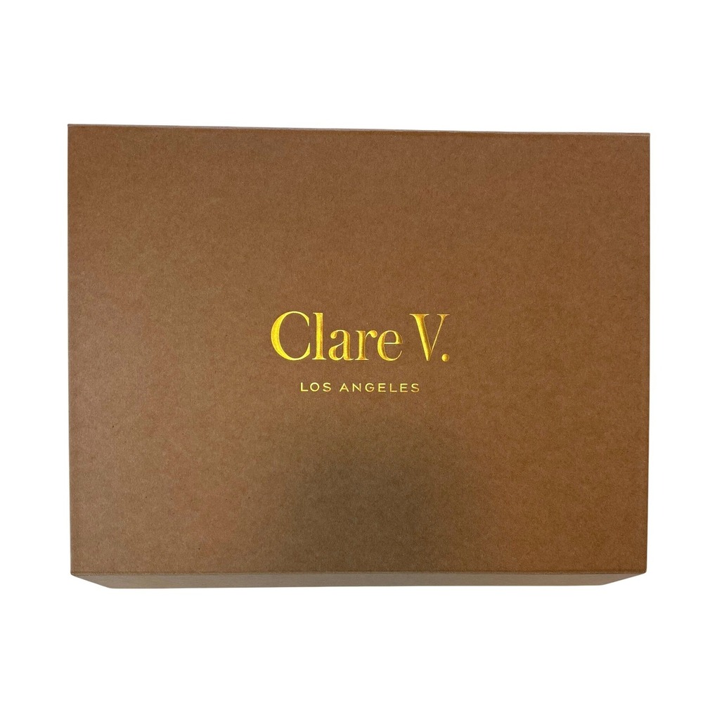 Clare V. Storage Gift Box Brown Unisex OS Gold Foil Logo Striped Tissue Paper